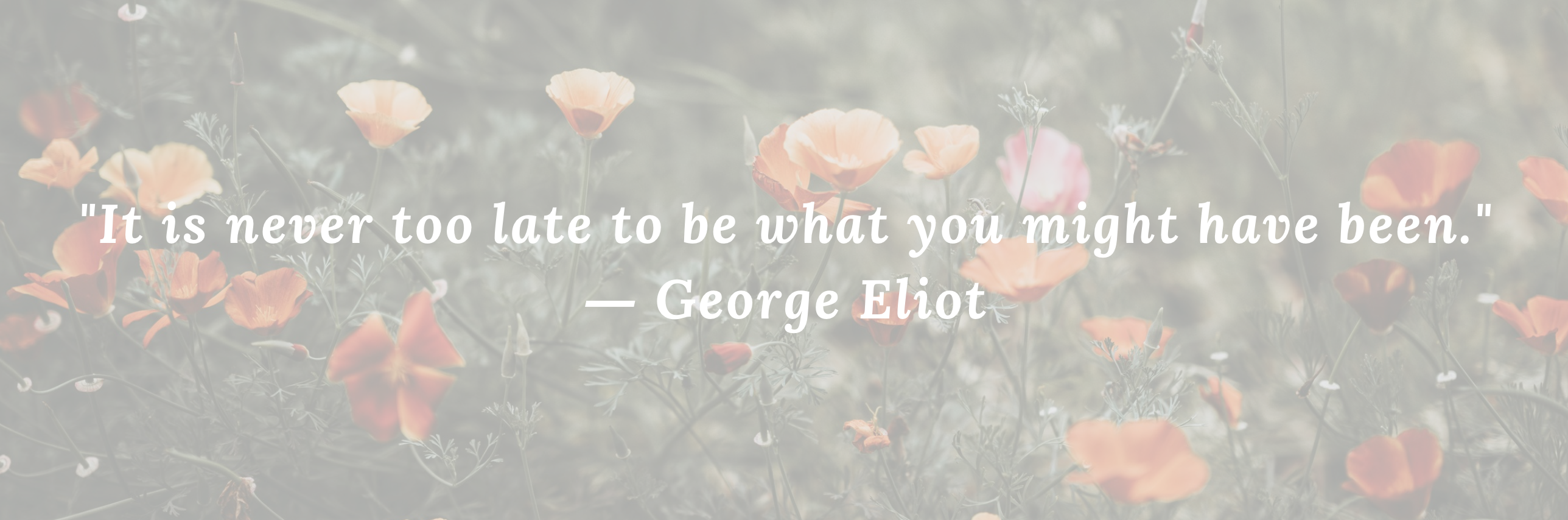 "It is never too late to be what you might have been." ― George Eliot